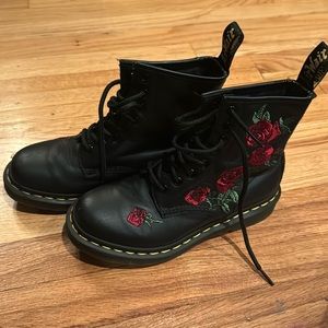 Doc Martens size 5 black with roses